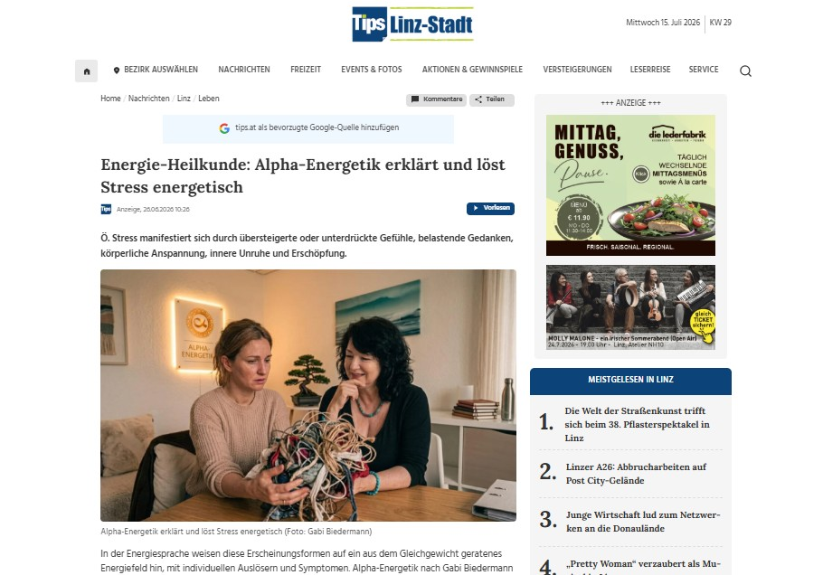 Tips.at - Gabi Biedermann über die Energie-Heilkunde